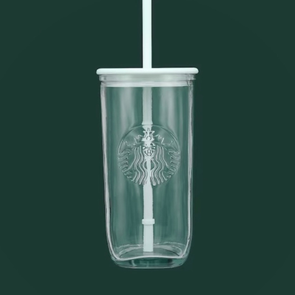 mint spring Starbucks recycled 2023 triangle shaped glass